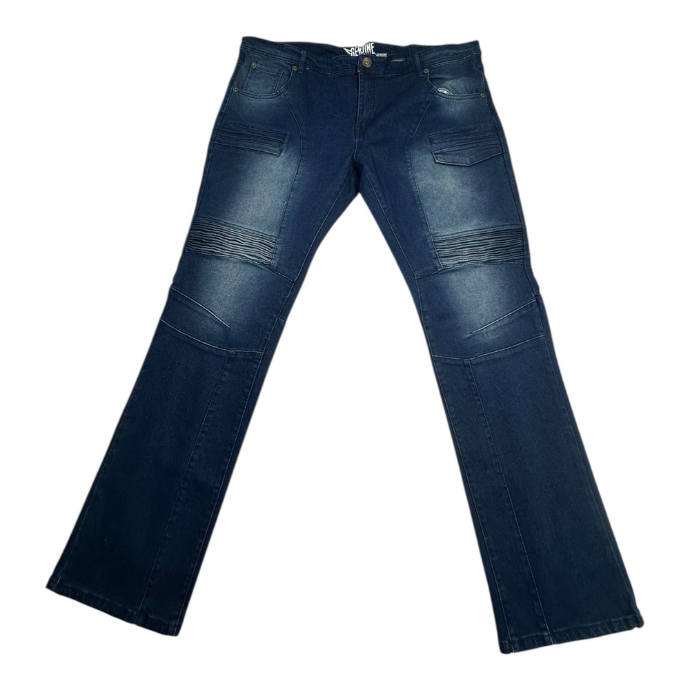Genuine‎ Authentic Garments Men's Dark Wash Moto Jeans Size 42W x 32L
